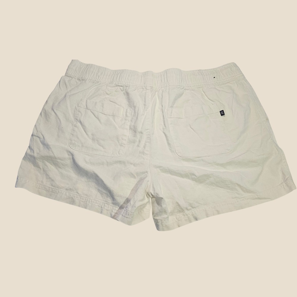Gap Flat Front Drawstring Shorts XL White Linen Blend Elastic Waist High Rise
